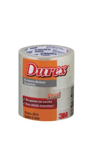 FITA ADESIVA 18MMX50M DUREX 3M PT C/6 UNID.