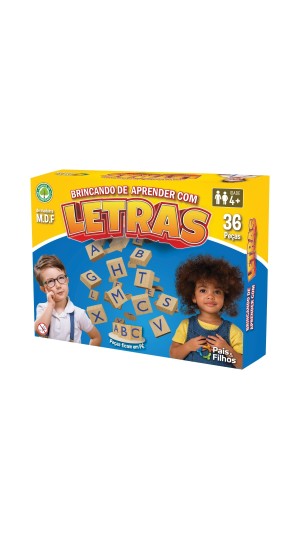 JOGO BRINCANDO DE APRENDER COM LETRAS 36PCS - MADEIRA