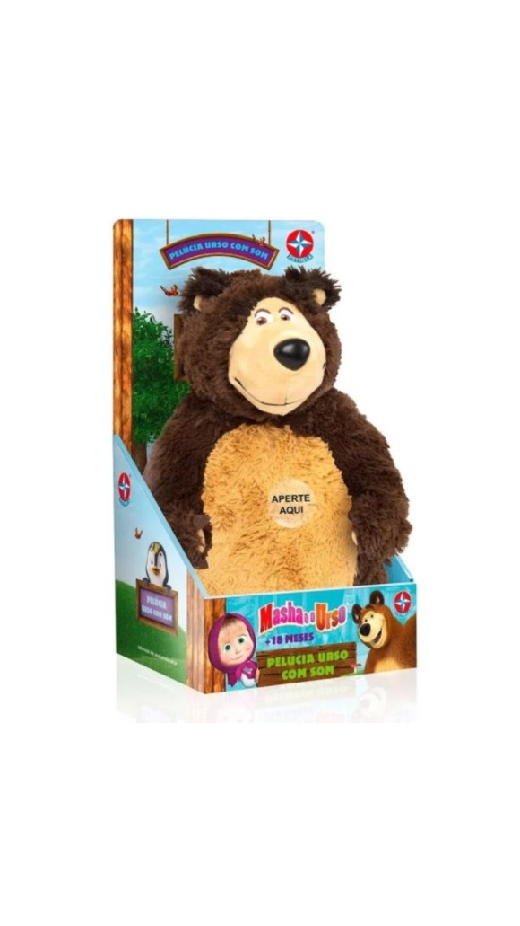 BONECO PELÚCIA URSO, MASHA E O URSO 33 CM