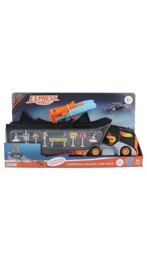 BRINQUEDO CAMINHÃO MALETA COM PISTA EXPRESS WHEELS MULTIKIDS
