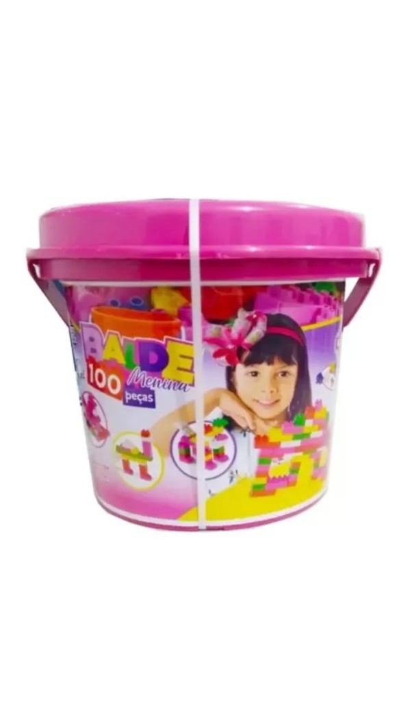 BLOCOS DE MONTAR SUPER BALDE 100 PÇS MENINA WORLD BLOCKS