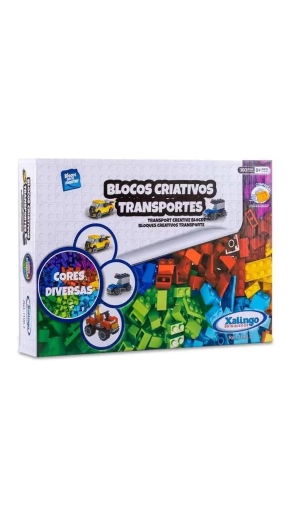 BLOCOS DE MONTAR BLOCOS CRIATIVOS TRANSPORTES 300 PÇS