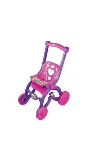 CARRINHO PARA BONECA FLORZINHA ROSA C/LILAS BRINQUEMIX