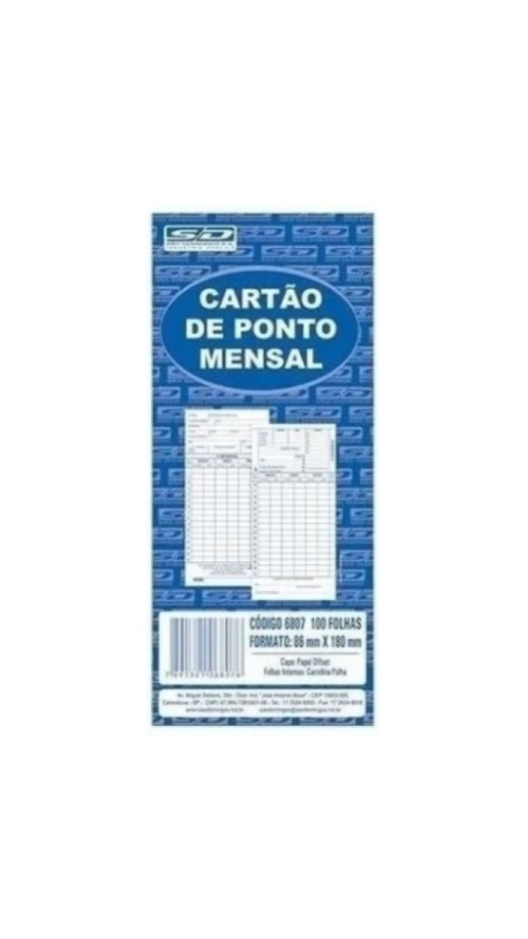 CARTAO PONTO MENSAL 100F