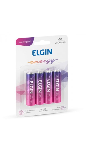 PILHA RECARR.AA PEQ.2500MAH C/4 ELGIN