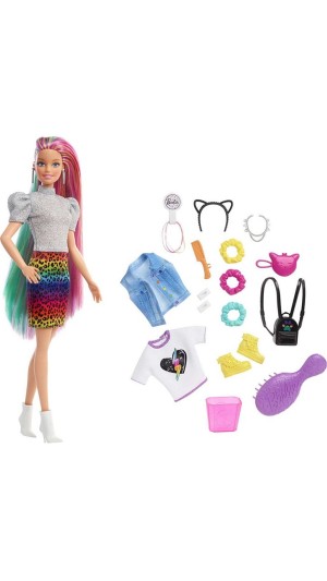 BARBIE PENTEADO ARCO ÍRIS LEOPARD RAINBOW HAIR