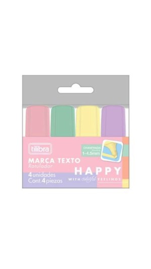 MARCA TEXTO MINI HAPPY - ESTOJO C/4 CORES TONS PASTEL