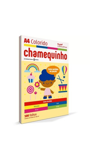 PAPEL SULFITE A4 CHAMEQUINHO 75G COLORIDO 100F.