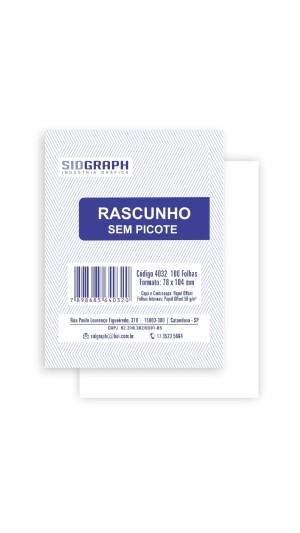BLOCO RASCUNHO 78X104 100F. PACOTE C/20 BLOCOS
