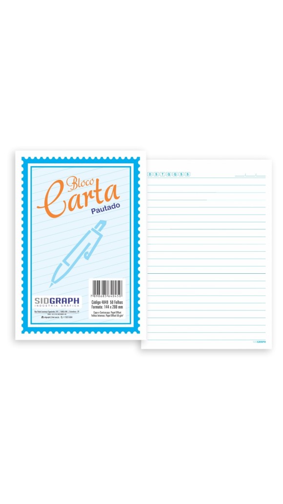 BLOCO CARTA PAUTADO 144X208MM 50F SIDGRAPH