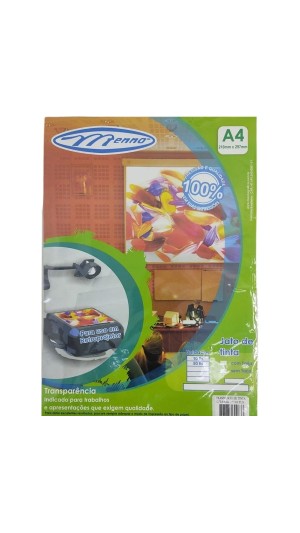PAPEL IMP.TRANSPARENCIA A4 150G 10F A4 P/LASER S/TARJA PCT C/10F. MENNO