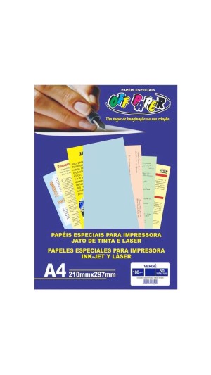 PAPEL IMP.VERGÊ 180G A4 210X297 PCT C/50 FLS OFF PAPER