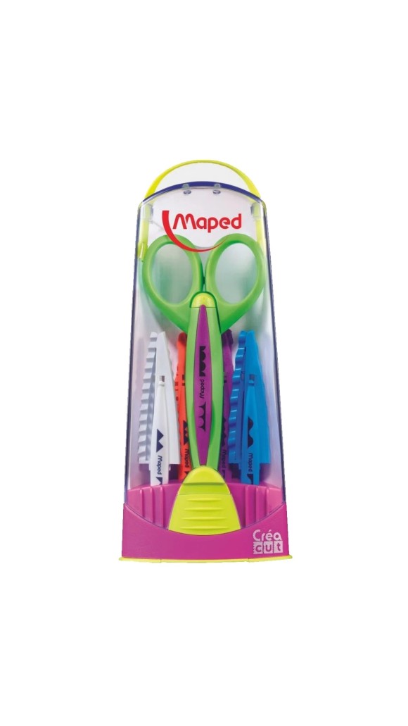 TESOURA DE CORTE ARTÍSTICO C/05 LÂMINAS INTERCAMBIÁVEIS 13CM MAPED