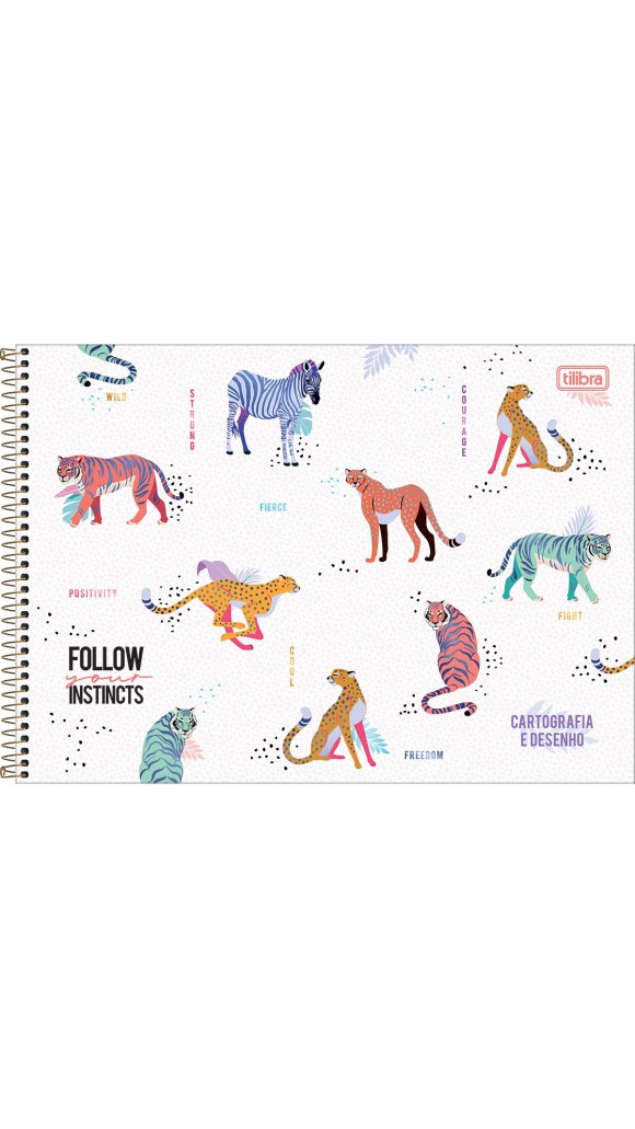 CADERNO CARTOGRAFIA CAPA DURA FEM.JUNGLE 80F.2023 TILIBRA