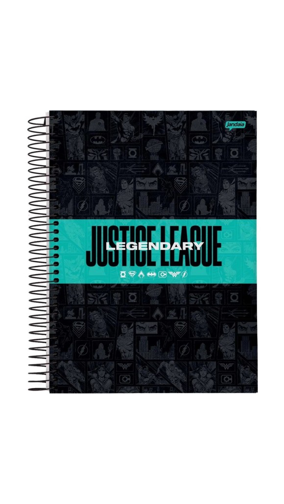 CADERNO UNIVERSITÁRIO CAPA DURA ESPIRAL MASC.15X1 LIGA DA JUSTIÇA 240FL.2023 JANDAIA