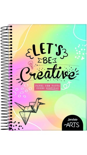 CADERNO ESPIRAL CAPA DURA FEM.1X1 SEM PAUTA FOLHAS COLORIDAS 80F.2023 JANDAIA