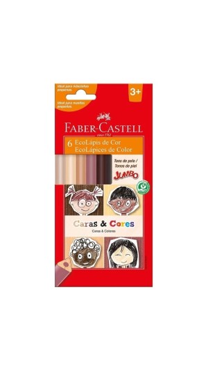 LÁPIS DE COR 06 CORES JUMBO TONS DE PELE CARAS & CORES FABER-CASTELL
