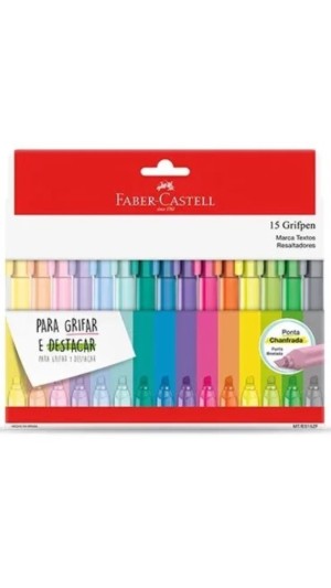 MARCA TEXTO GRIFPEN ESTOJO C/15 UNID. FABER-CASTELL