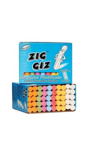 GIZ LOUSA PLAST.COLORIDO 50UN. ZIG GIZ