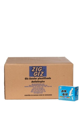 GIZ LOUSA PLAST.COLORIDO 50UN. ZIG GIZ CAIXA C/30 UNID.