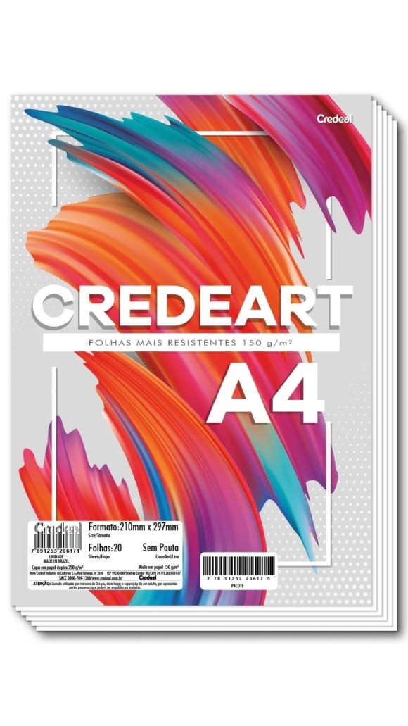 BLOCO DESENHO A4 150G 20F BRANCO CREDEAL