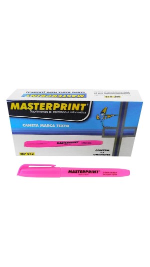 MARCA TEXTO ROSA MASTERPRINT CAIXA C/12 UNID.