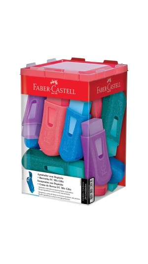 APONTADOR C/BORRACHA GLITZ FABER-CASTELL CAIXA C/24 UNID.