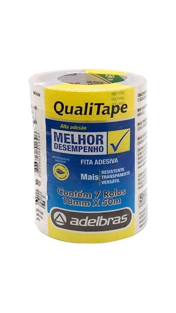 FITA ADESIVA 18MMX50M TRANSP.QUALITAPE 520 C/7 UNID.