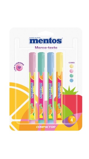 MARCA TEXTO DESTAQ MENTOS BLISTER C/4 UNID. COMPACTOR