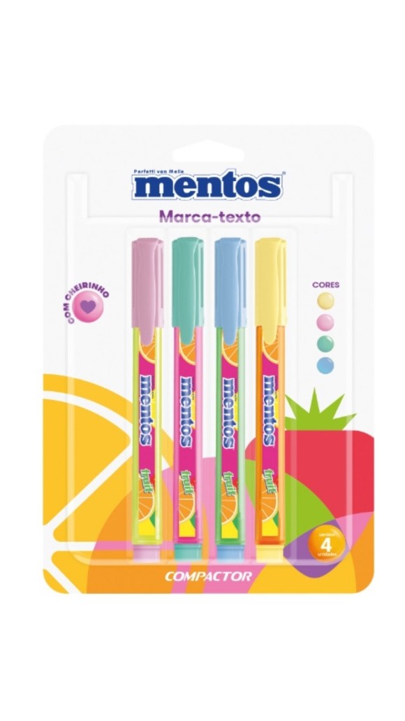 MARCA TEXTO DESTAQ MENTOS BLISTER C/4 UNID. COMPACTOR