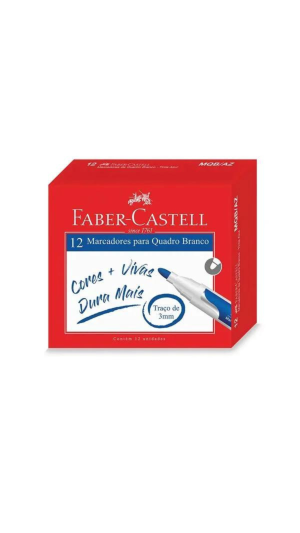 MARCADOR QUADRO BRANCO 3MM FABER-CASTELL CAIXA C/ 12 UNID.