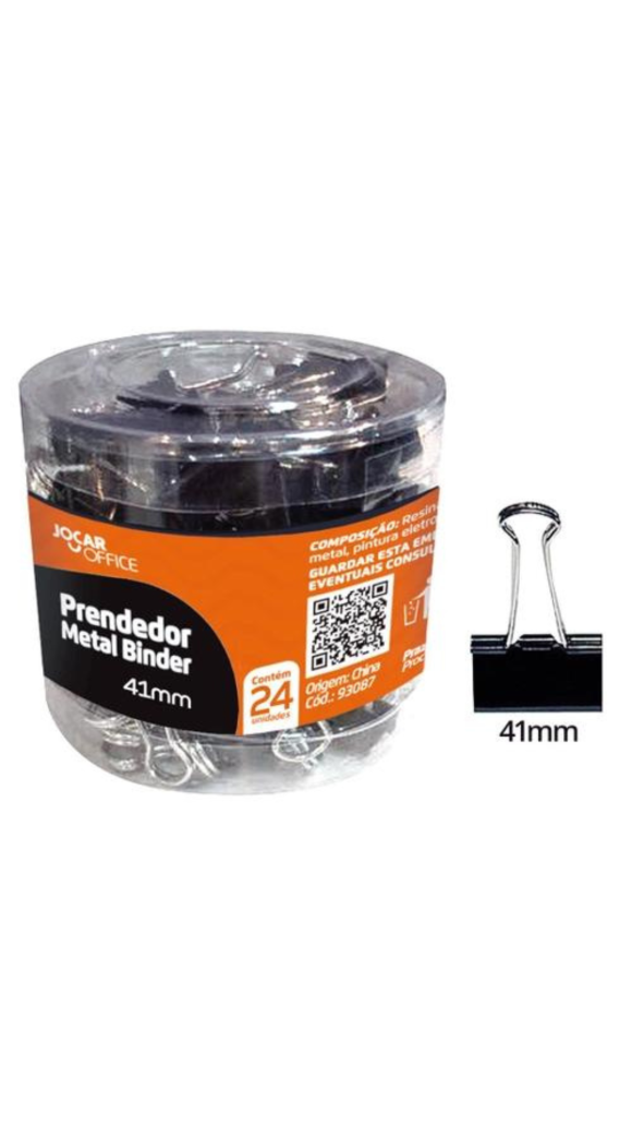 PRENDEDOR METAL BINDER 41MM JOCAR OFFICE POTE C/24 UNID.