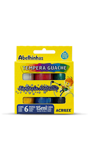 TINTA GUACHE 15ML 06 CORES FANTASIA METALLIC ACRILEX