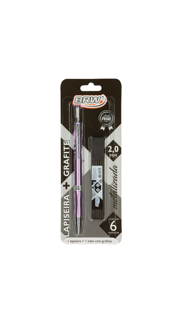 LAPISEIRA METALIZADA 2.0MM + 06 GRAFITES HB BLISTER BRW