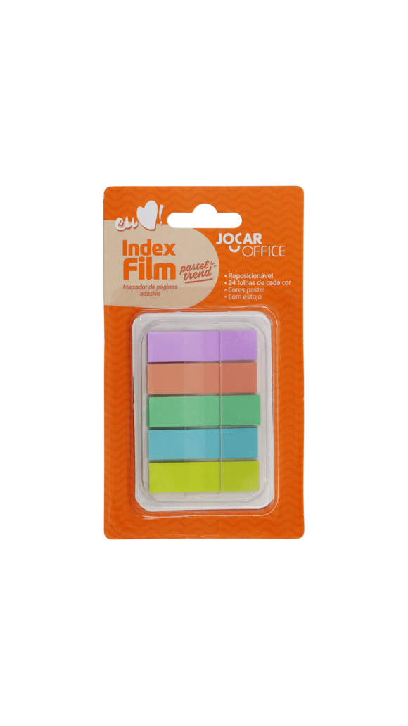 BLOCO RECADO INDEX FILM C/05 CORES PASTEL 24F. JOCAR OFFICE