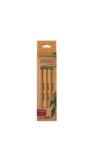 CANETA ESF.1.0 PLANTAHOLIC BLISTER C/04 CORES LEOARTE