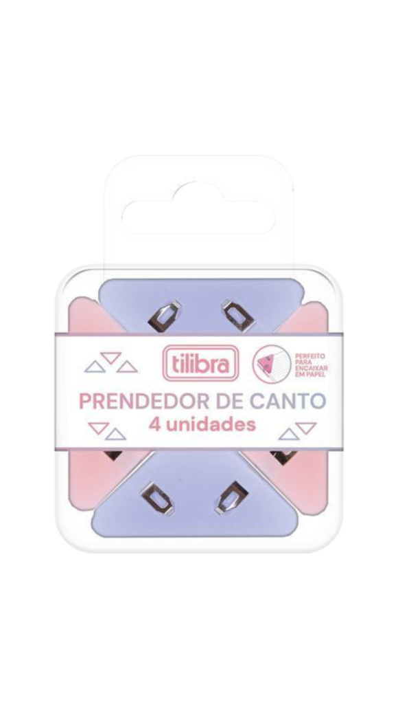 PRENDEDOR P/PAPEL DE CANTO BLISTER C/4 UNID.TILIBRA