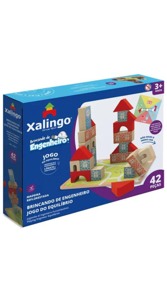 JOGO BRINCANDO DE ENGENHEIRO JOGO DO EQUILÍBRIO C/42 PCS XALINGO