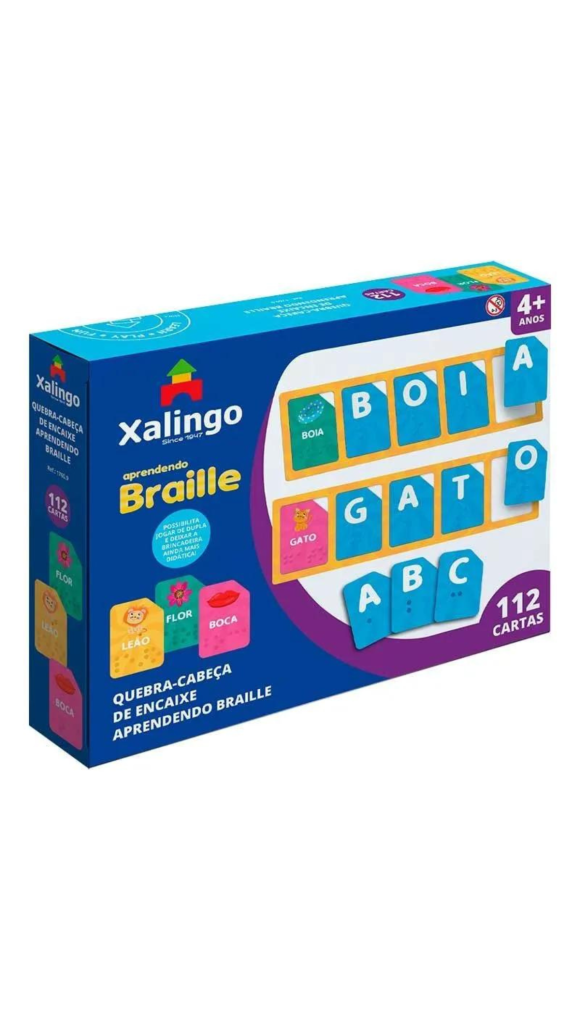QUEBRA-CABEÇA ENCAIXE APRENDENDO BRAILLE C/96 CARTAS XALINGO