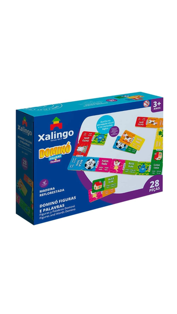 JOGO DOMINÓ MADEIRA FIGURAS E PALAVRAS C/28 PCS XALINGO