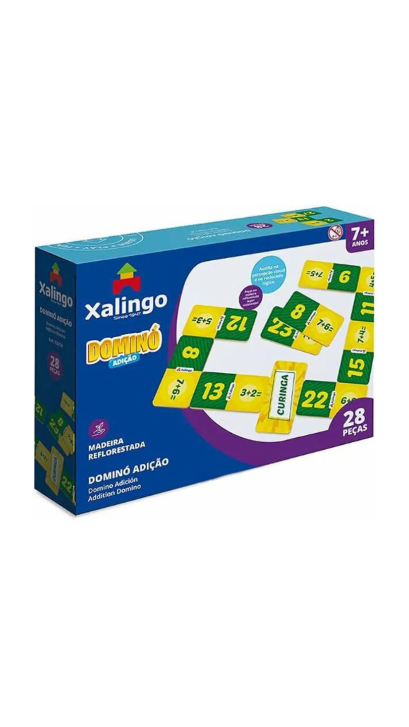 JOGO DOMINÓ MADEIRA ADIÇÃO C/28 PCS XALINGO